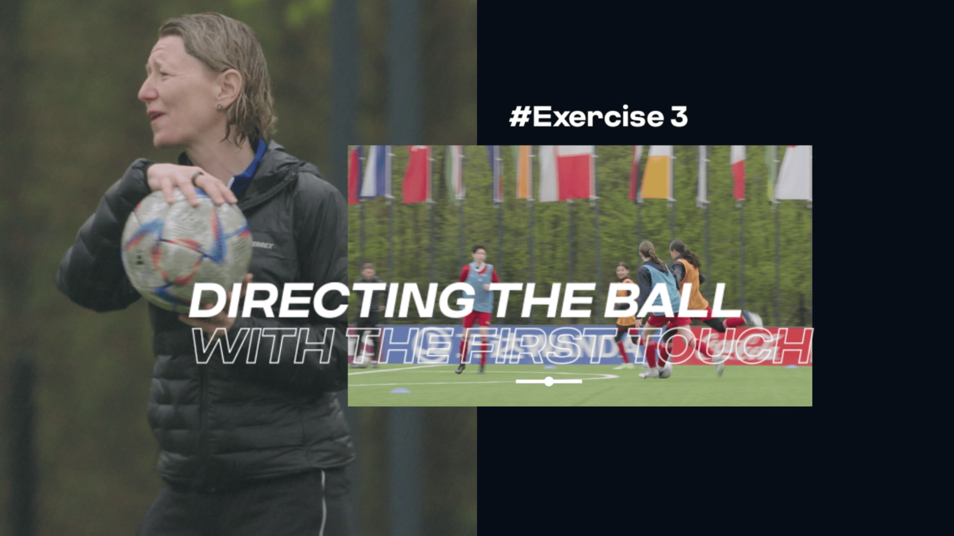 soccer player first touch directing ball into open space